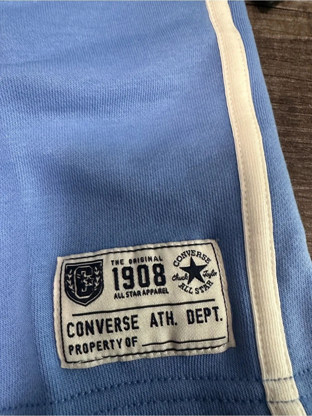 Converse Light Blue Kids Shorts with Cream Side Stripes